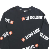 NIKE Womens Black Just Do It Crew Neck XS Graphic Print Cotton Blend Sweatshirt