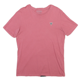 GUESS Mens Pink Crew Neck Short Sleeve T-Shirt M Cotton Blend Logo Print