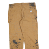 CARHARTT Mens Cotton Blend Brown Relaxed Tapered Trousers W36 L32 Workwear