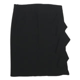 MARELLA Womens Black Pencil Knee Length Woven Skirt UK 8 Ruffle Detail