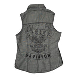 Harley Davidson Graphic Denim Vest - Medium Gray Cotton