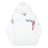 ALPHA INDUSTRIES Mens White NASA Pullover Hoodie M Space Flight Graphic