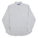 CHAPS Mens Yellow & Blue Check Shirt L Casual Cotton Blend Long Sleeve Button