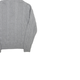 CHAPS Mens Grey Cable Knit Cotton Pullover Roll Neck Jumper L Chestnut Buttons