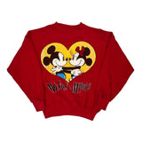 Mickey & Minnie Disney Sweatshirt - Large Red Cotton