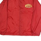 SIGMA SPORTSWEAR Mens Red Nylon Coach Jacket L Rocky's Print Button Closure