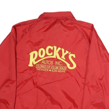 SIGMA SPORTSWEAR Mens Red Nylon Coach Jacket L Rocky's Print Button Closure