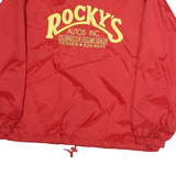 SIGMA SPORTSWEAR Mens Red Nylon Coach Jacket L Rocky's Print Button Closure