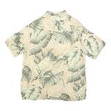 PAVANA JACK Mens Beige & Green Rayon XL Tropical Leaf Print Shirt Summer Casual
