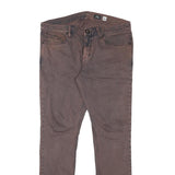 VOLCOM Mens Slim Brown Denim Jeans Zip W37 L33 Casual Stylish Cotton Blend