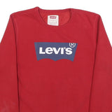 LEVI'S Boys Red XL Sweatshirt Cotton Blend Crew Neck Logo Print Pullover