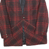 SELINAS SEASON Womens Red & Black Check Wool Blend Button Jacket M