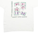 SCREEN STARS Mens White Graphic T-Shirt L Short Sleeve Crew Neck Puzzle Design