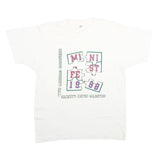 SCREEN STARS Mens White Graphic T-Shirt L Short Sleeve Crew Neck Puzzle Design