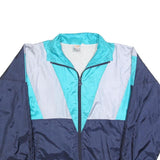 LEOPARD Mens Blue & Teal Track Jacket L Polyester Blend Colourblock Zip Casual