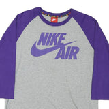 NIKE Mens Grey & Purple Raglan Long Sleeve Crew Neck Graphic T-Shirt M