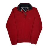 Tommy Hilfiger 1/4 Zip - Medium Red Cotton