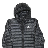 ADIDAS Womens Black Lightweight Hooded Zip Jacket XS Polyester Blend Puffer