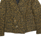 BASTA Womens Brown & Black Wool Button Jacket S Tweed Classic Winter Outerwear