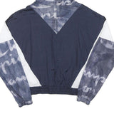 CHAMPION Womens Navy & White Script Print Windbreaker Jacket S Polyester Zip