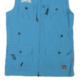 Mens Blue Utility Gilet Vest M Polyester Blend Plain Zip Outdoor Casual