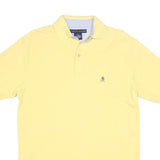 TOMMY HILFIGER Mens Yellow Short Sleeve Plain Polo Shirt S Cotton Blend Classic