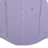 CHAPS Mens Purple Plain Shirt Button-Down Collar Long Sleeve L Classic Fit