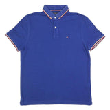 TOMMY HILFIGER Mens Blue Short Sleeve Polo Shirt M Classic Cotton Blend