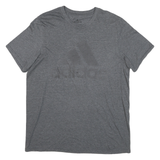 ADIDAS Mens Grey Graphic T-Shirt L Short Sleeve Crew Neck Cotton Blend Classic