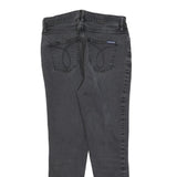 CALVIN KLEIN JEANS Womens Slim Black Denim Raw W28 L25 Slim Fit Button Fly