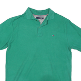 TOMMY HILFIGER Mens Green XL Short Sleeve Plain Polo Shirt Cotton Classic