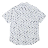NAUTICA Mens White & Blue Floral Cotton Blend Shirt S Summer Casual Shirt