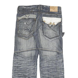 EIGHTMUN Mens Regular Blue Denim Light Jeans W34 L29 Cargo Zip Pockets