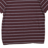 CALVIN KLEIN Mens Maroon & White Striped Polo Shirt L Classic Cotton Blend