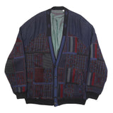 JUPITER Mens Blue & Red Linen Blend Button Jacket 2XL Geometric Pattern