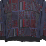 JUPITER Mens Blue & Red Linen Blend Button Jacket 2XL Geometric Pattern