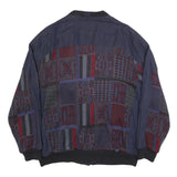 JUPITER Mens Blue & Red Linen Blend Button Jacket 2XL Geometric Pattern