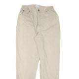 LL BEAN Womens Jeans Beige Relaxed Straight Denim Raw W26 L31 Elastic Waistband