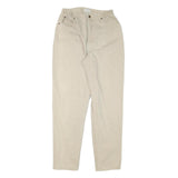 LL BEAN Womens Jeans Beige Relaxed Straight Denim Raw W26 L31 Elastic Waistband