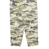 H&M Womens Cotton Blend Green & Beige Camouflage Regular Fit Straight Trousers