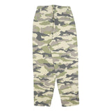 H&M Womens Cotton Blend Green & Beige Camouflage Regular Fit Straight Trousers