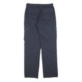 Navy Mens Regular Fit Cargo Style Cotton Blend Drawstring Trousers W30 L32