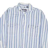 POINT ZERO Mens Blue & White Striped Shirt Cotton Blend M Long Sleeve Casual