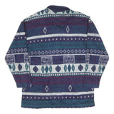 GINA PETERS Womens Blue & Green Patterned Jumper Collared Button Up Chunky Knit