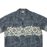 WINNIE FASHION Mens Blue & Cream Hawaiian Shirt 2XL Cotton Blend Relaxed Fit