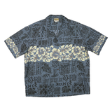 WINNIE FASHION Mens Blue & Cream Hawaiian Shirt 2XL Cotton Blend Relaxed Fit