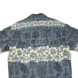 WINNIE FASHION Mens Blue & Cream Hawaiian Shirt 2XL Cotton Blend Relaxed Fit