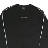 CHAMPION Mens Black Cotton Blend Crew Neck S Branded Logo Tape Sweatshirt