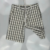 American Eagle Checked Shorts - 36W 10L White Cotton Blend