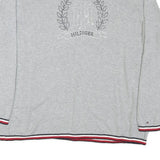 TOMMY HILFIGER Womens Grey Logo Pattern Crew Neck Basic Knit 2XL Cotton Blend
